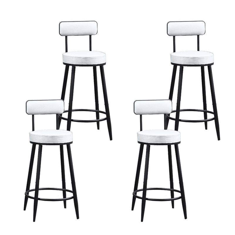 Industrial Metal Barstool Faux Leather Cushion Low Back Counter Stool with Legs for Home