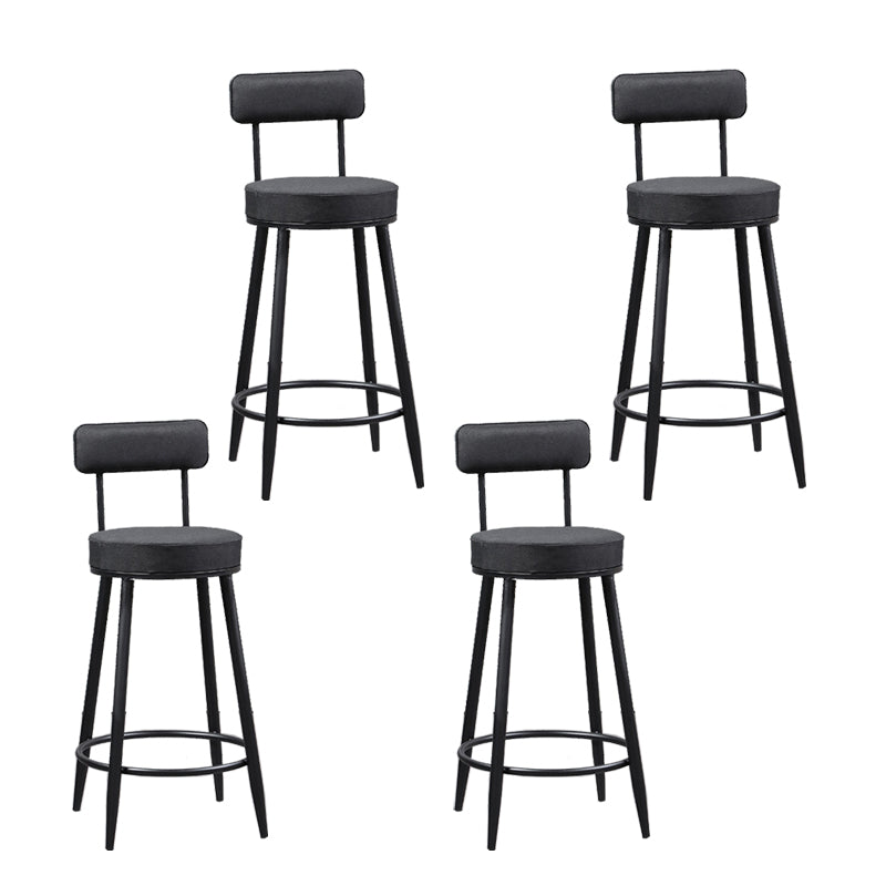 Industrial Metal Barstool Faux Leather Cushion Low Back Counter Stool with Legs for Home