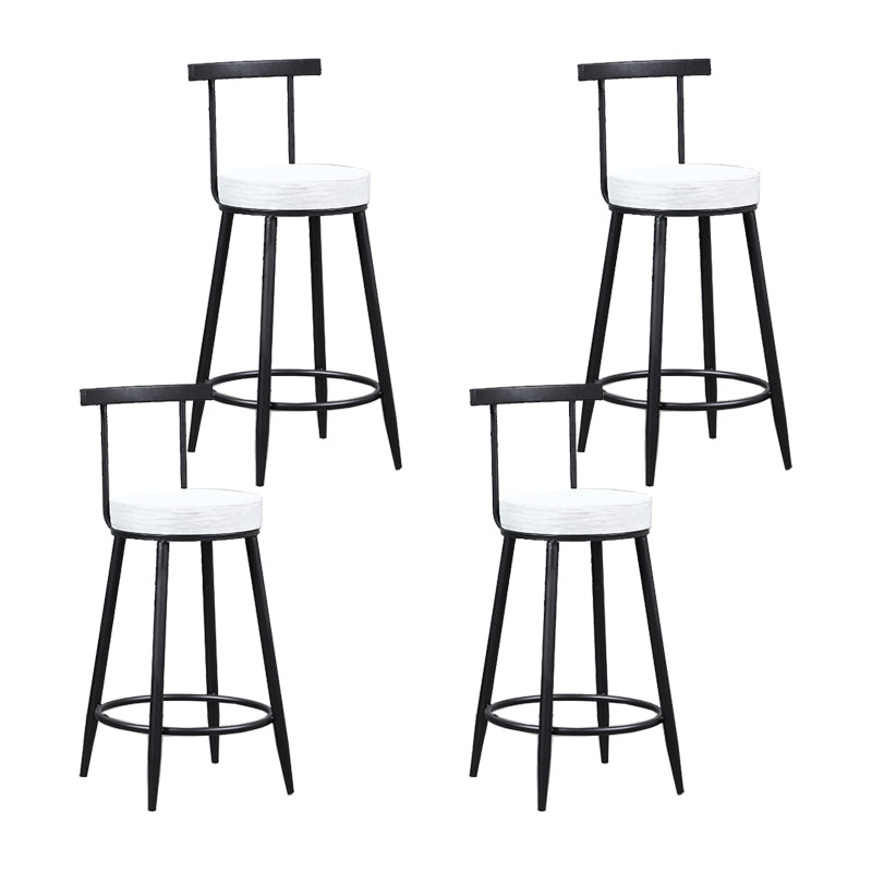 Industrial Metal Barstool Faux Leather Cushion Low Back Counter Stool with Legs for Home