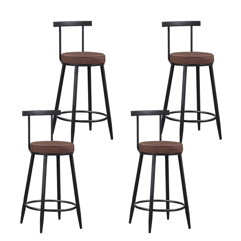Industrial Metal Barstool Faux Leather Cushion Low Back Counter Stool with Legs for Home