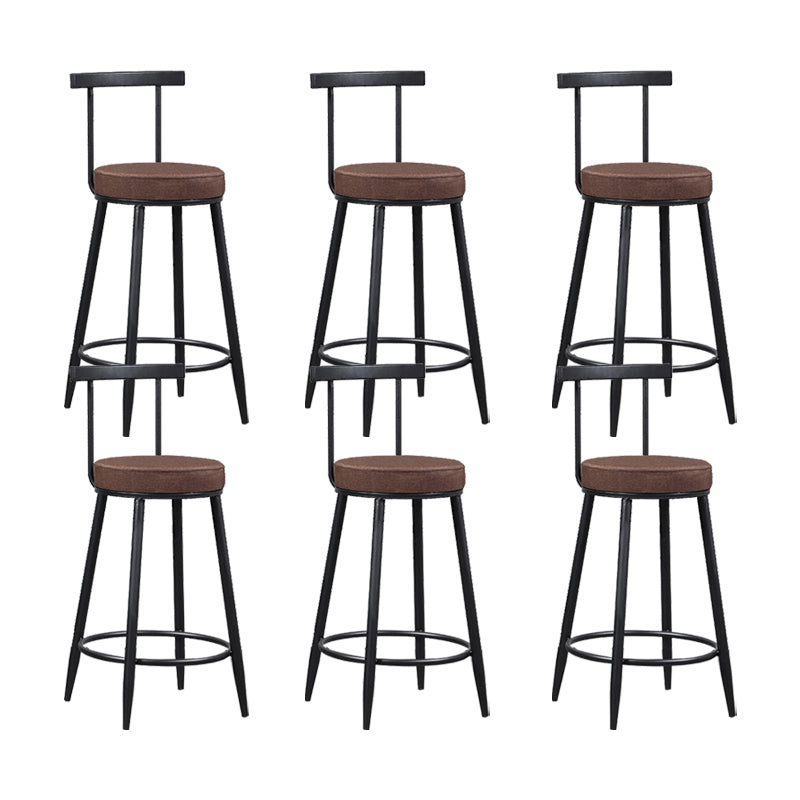 Industrial Metal Barstool Faux Leather Cushion Low Back Counter Stool with Legs for Home