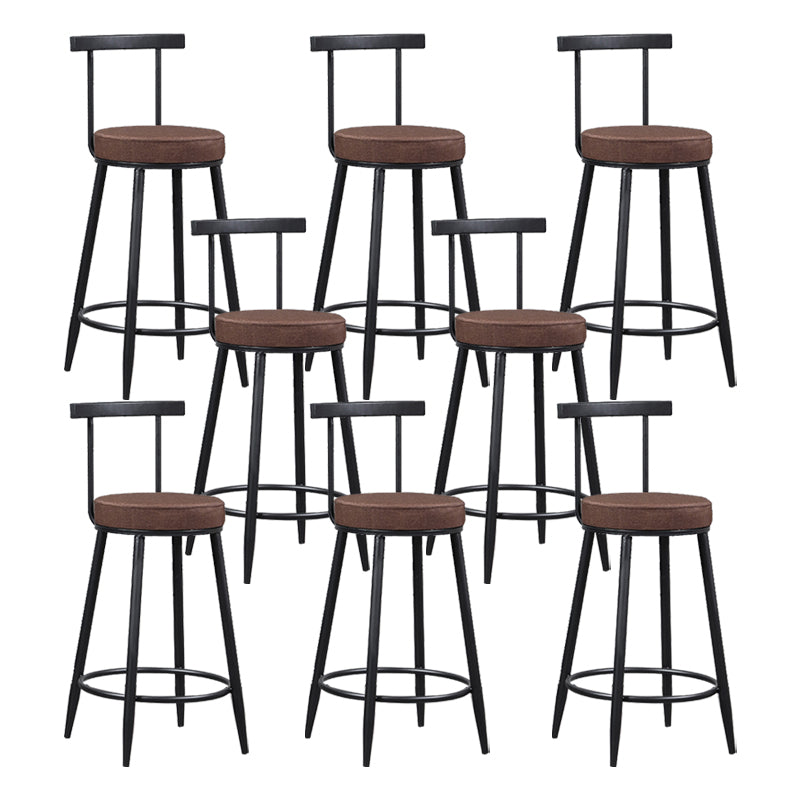 Industrial Metal Barstool Faux Leather Cushion Low Back Counter Stool with Legs for Home