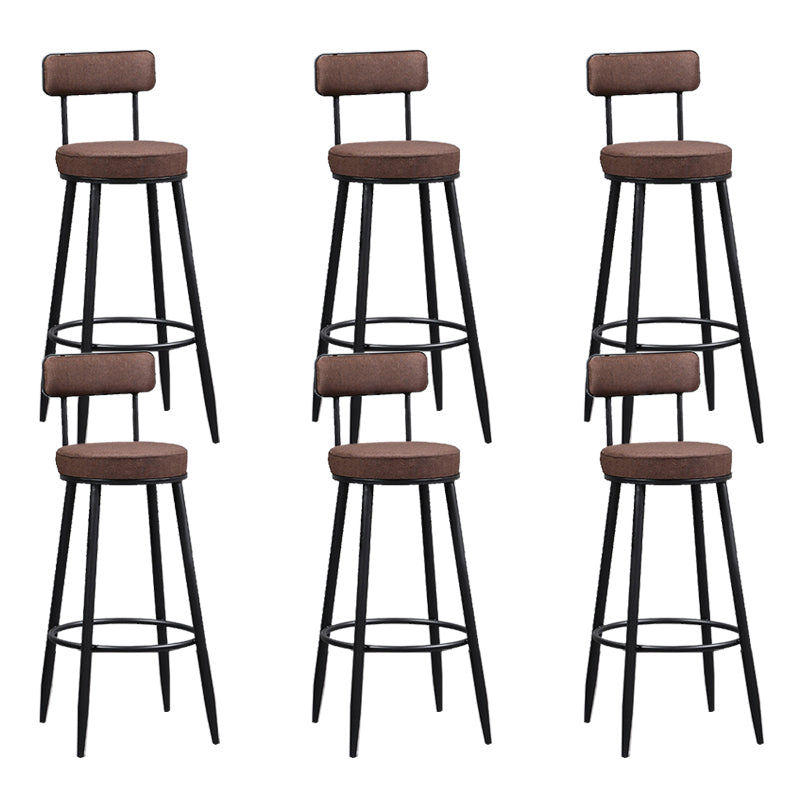 Industrial Metal Barstool Faux Leather Cushion Low Back Counter Stool with Legs for Home