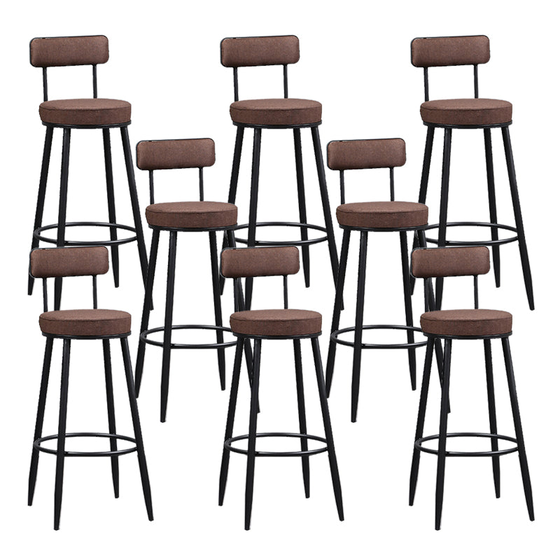 Industrial Metal Barstool Faux Leather Cushion Low Back Counter Stool with Legs for Home