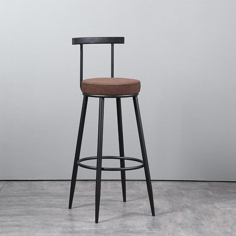 Industrial Metal Barstool Faux Leather Cushion Low Back Counter Stool with Legs for Home