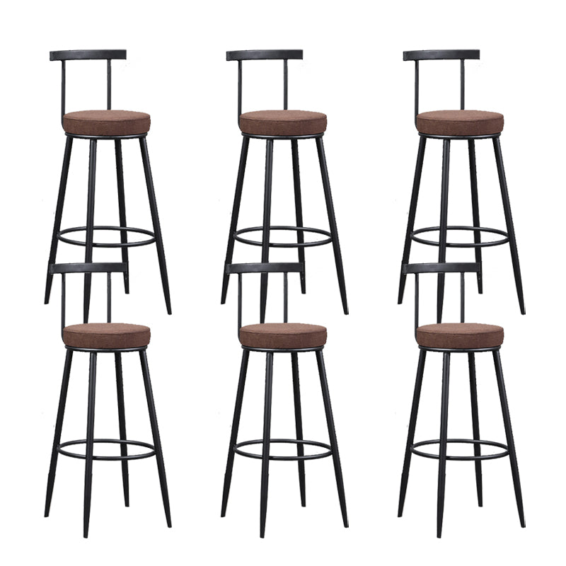 Industrial Metal Barstool Faux Leather Cushion Low Back Counter Stool with Legs for Home