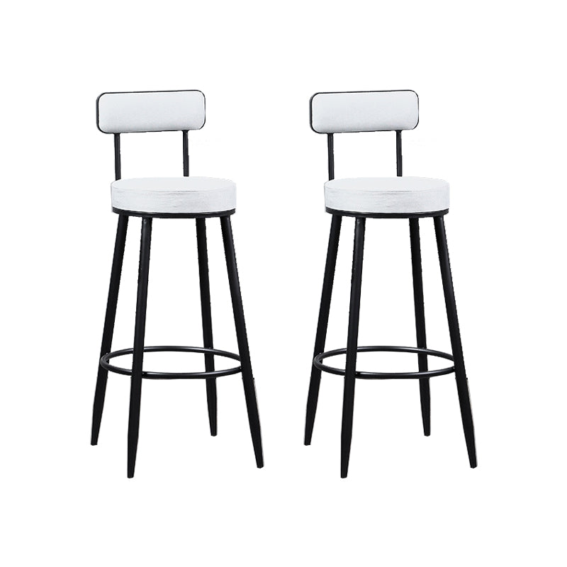 Industrial Metal Barstool Faux Leather Cushion Low Back Counter Stool with Legs for Home