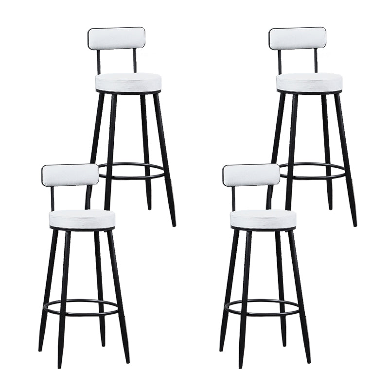 Industrial Metal Barstool Faux Leather Cushion Low Back Counter Stool with Legs for Home