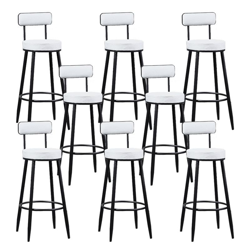 Industrial Metal Barstool Faux Leather Cushion Low Back Counter Stool with Legs for Home
