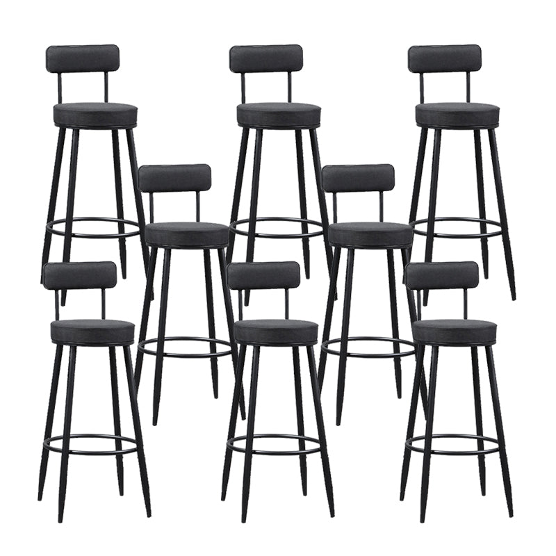 Industrial Metal Barstool Faux Leather Cushion Low Back Counter Stool with Legs for Home
