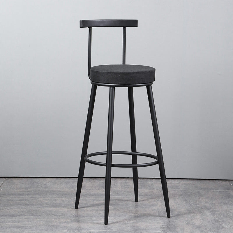 Industrial Metal Barstool Faux Leather Cushion Low Back Counter Stool with Legs for Home