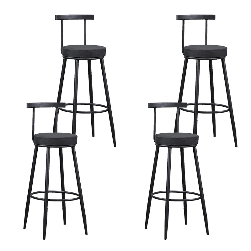 Industrial Metal Barstool Faux Leather Cushion Low Back Counter Stool with Legs for Home
