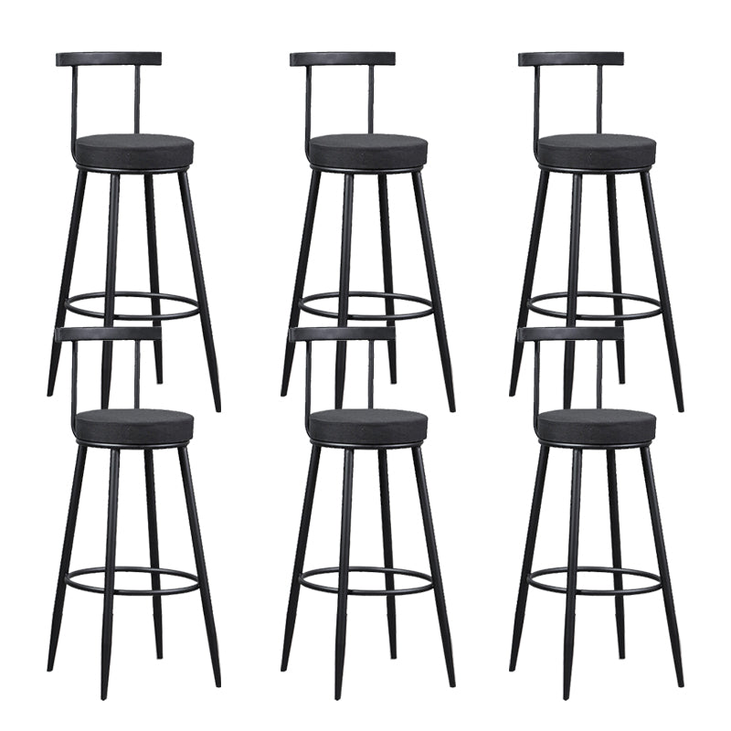 Industrial Metal Barstool Faux Leather Cushion Low Back Counter Stool with Legs for Home