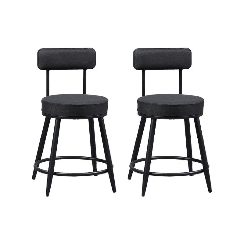 Industrial Metal Barstool Faux Leather Cushion Low Back Counter Stool with Legs for Home