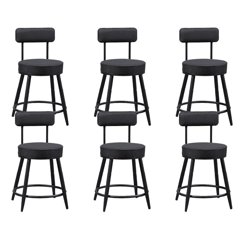 Industrial Metal Barstool Faux Leather Cushion Low Back Counter Stool with Legs for Home