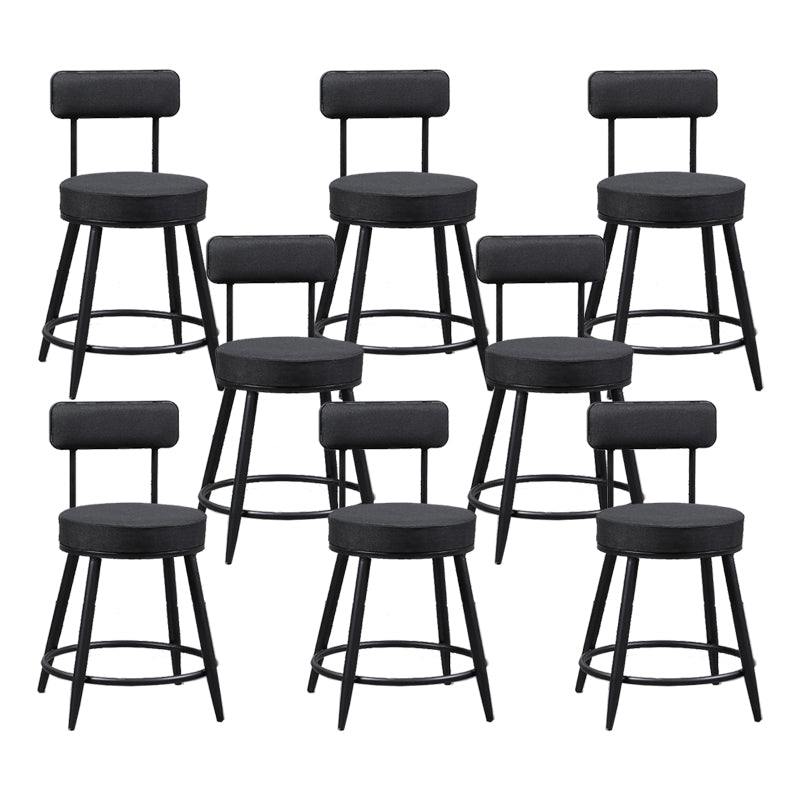 Industrial Metal Barstool Faux Leather Cushion Low Back Counter Stool with Legs for Home