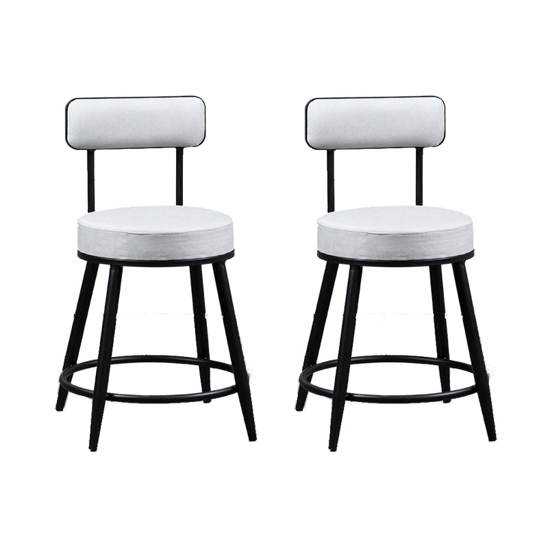Industrial Metal Barstool Faux Leather Cushion Low Back Counter Stool with Legs for Home