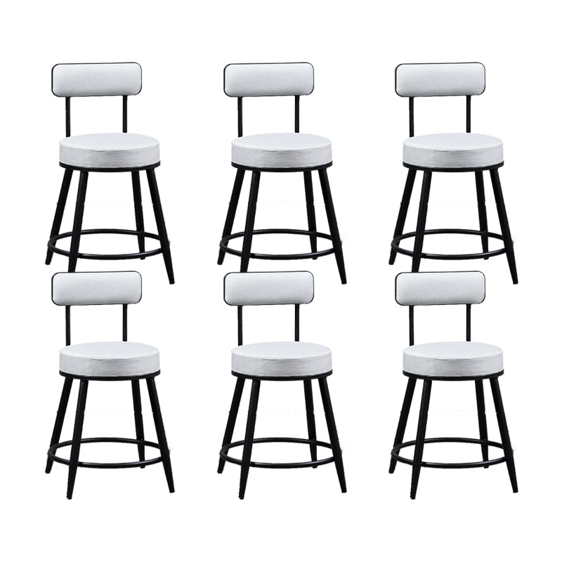 Industrial Metal Barstool Faux Leather Cushion Low Back Counter Stool with Legs for Home