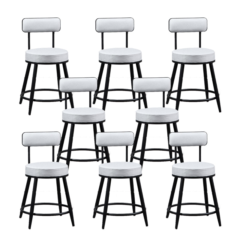 Industrial Metal Barstool Faux Leather Cushion Low Back Counter Stool with Legs for Home