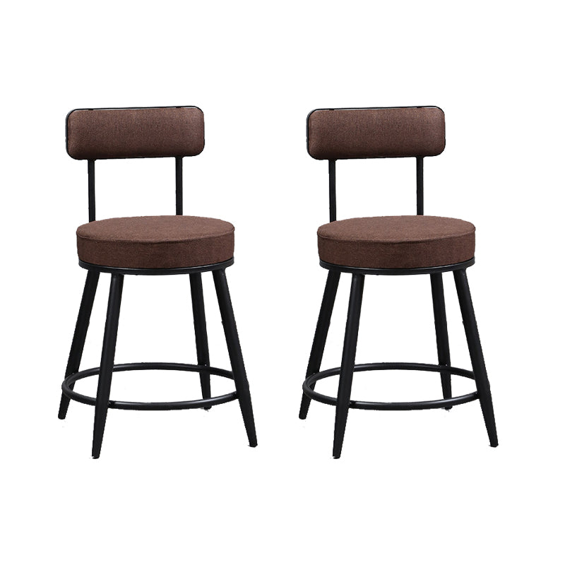Industrial Metal Barstool Faux Leather Cushion Low Back Counter Stool with Legs for Home