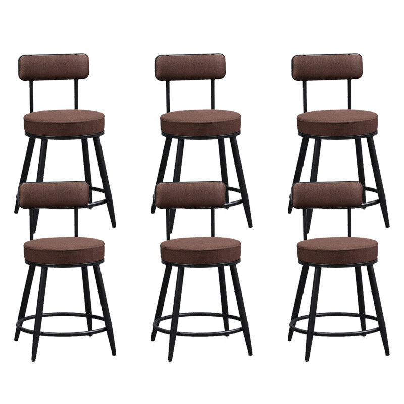 Industrial Metal Barstool Faux Leather Cushion Low Back Counter Stool with Legs for Home