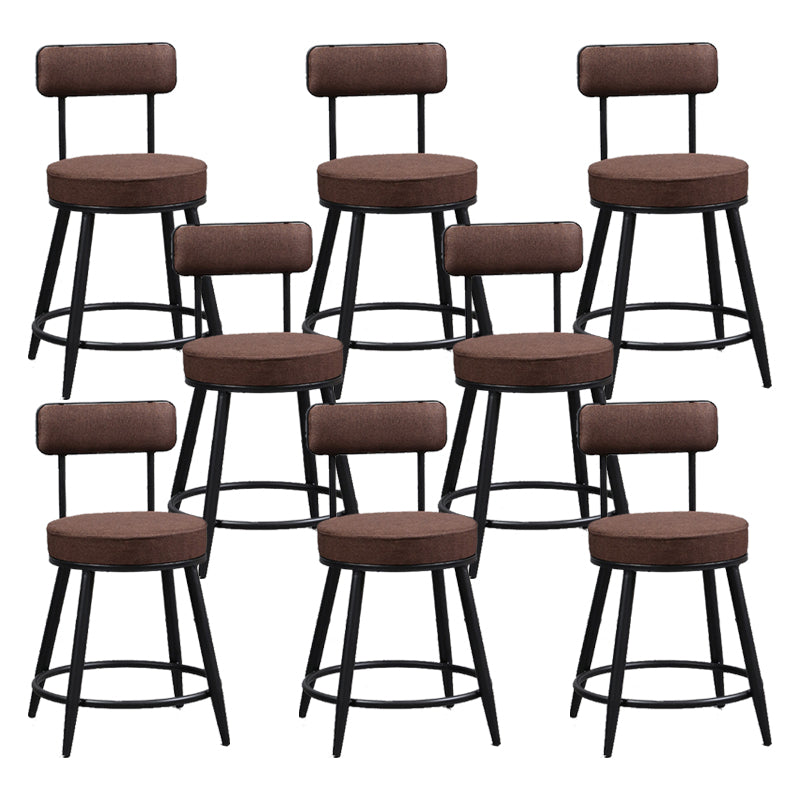 Industrial Metal Barstool Faux Leather Cushion Low Back Counter Stool with Legs for Home