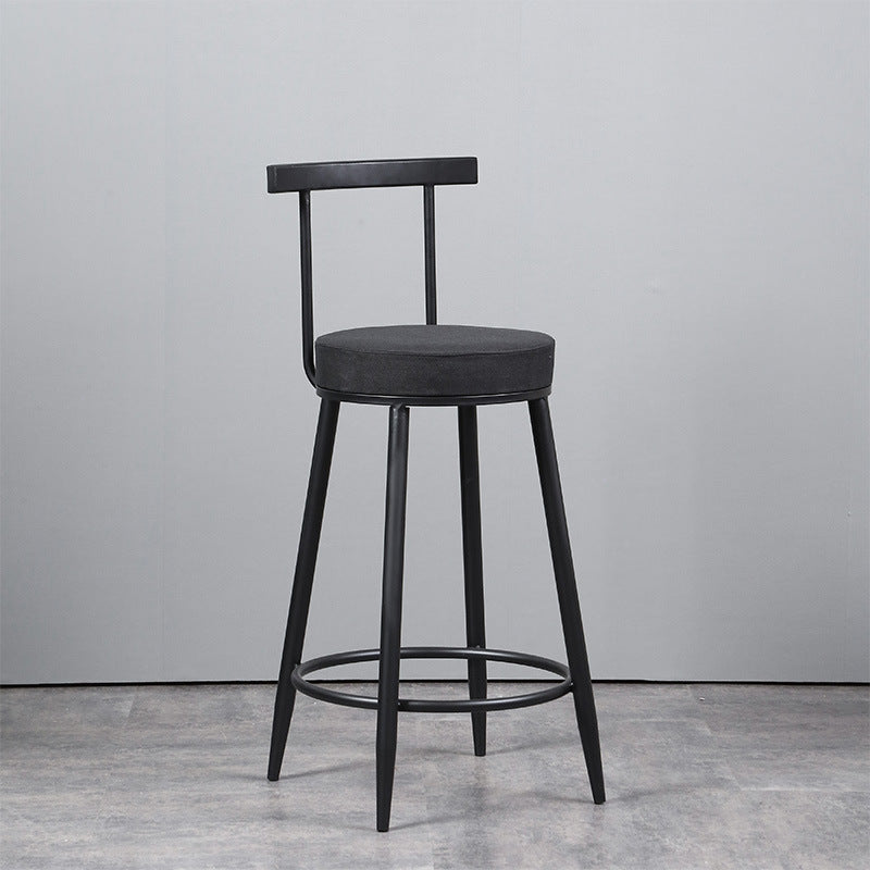 Industrial Metal Barstool Faux Leather Cushion Low Back Counter Stool with Legs for Home