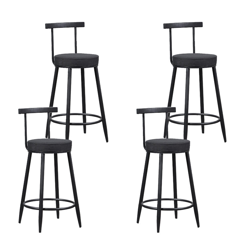 Industrial Metal Barstool Faux Leather Cushion Low Back Counter Stool with Legs for Home