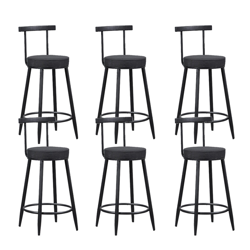 Industrial Metal Barstool Faux Leather Cushion Low Back Counter Stool with Legs for Home
