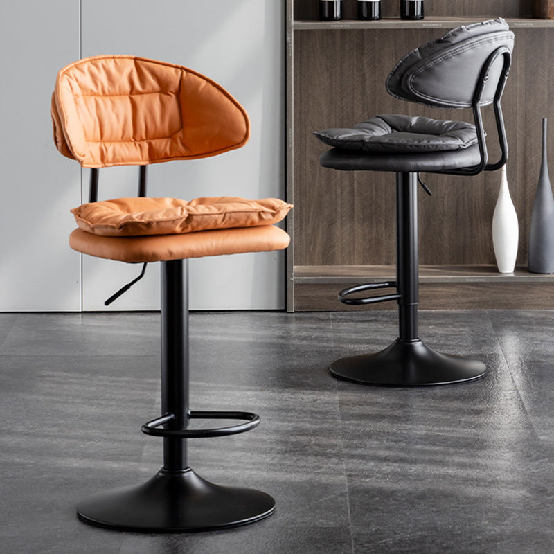 Scandinavian Metal Barstool Fabric Low Back Counter Stool in Matte Finish for Indoor