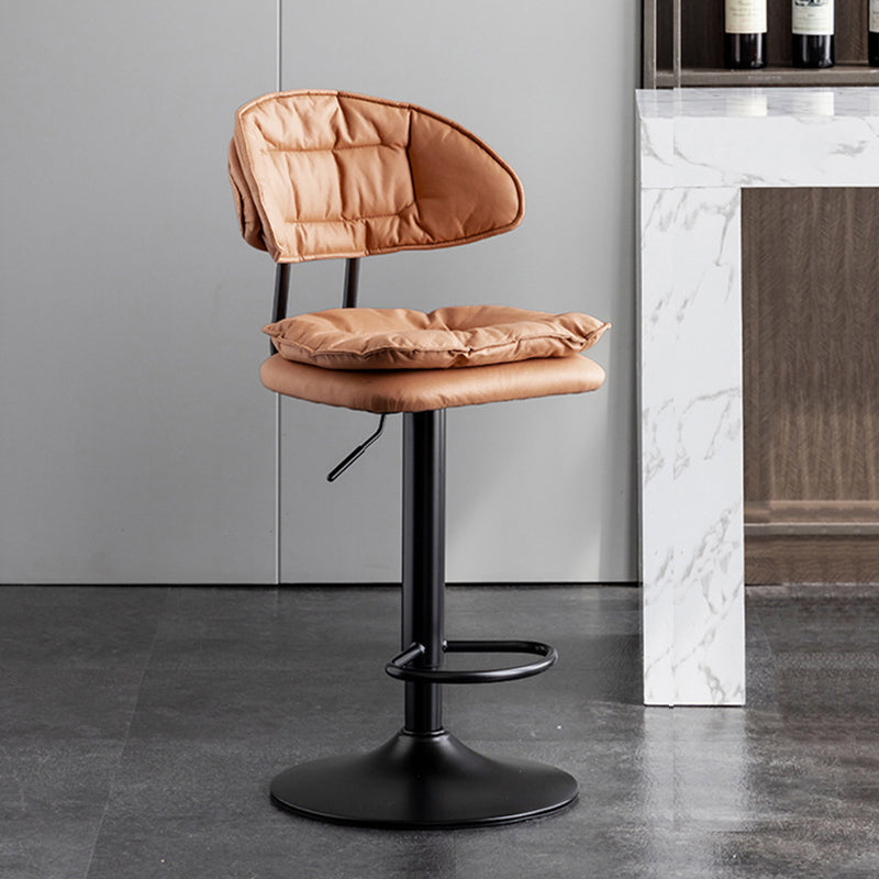 Scandinavian Metal Barstool Fabric Low Back Counter Stool in Matte Finish for Indoor