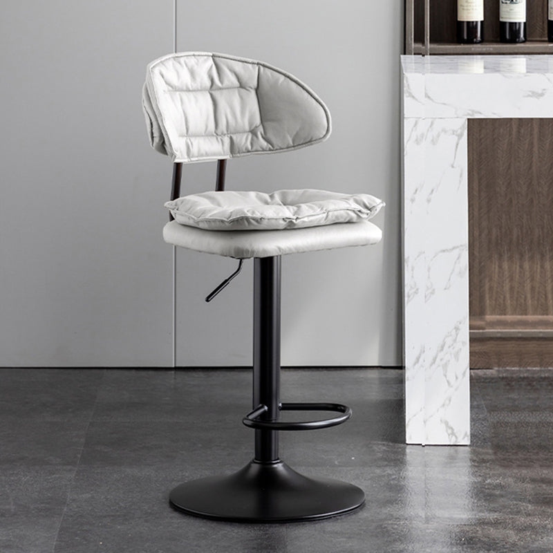 Scandinavian Metal Barstool Fabric Low Back Counter Stool in Matte Finish for Indoor