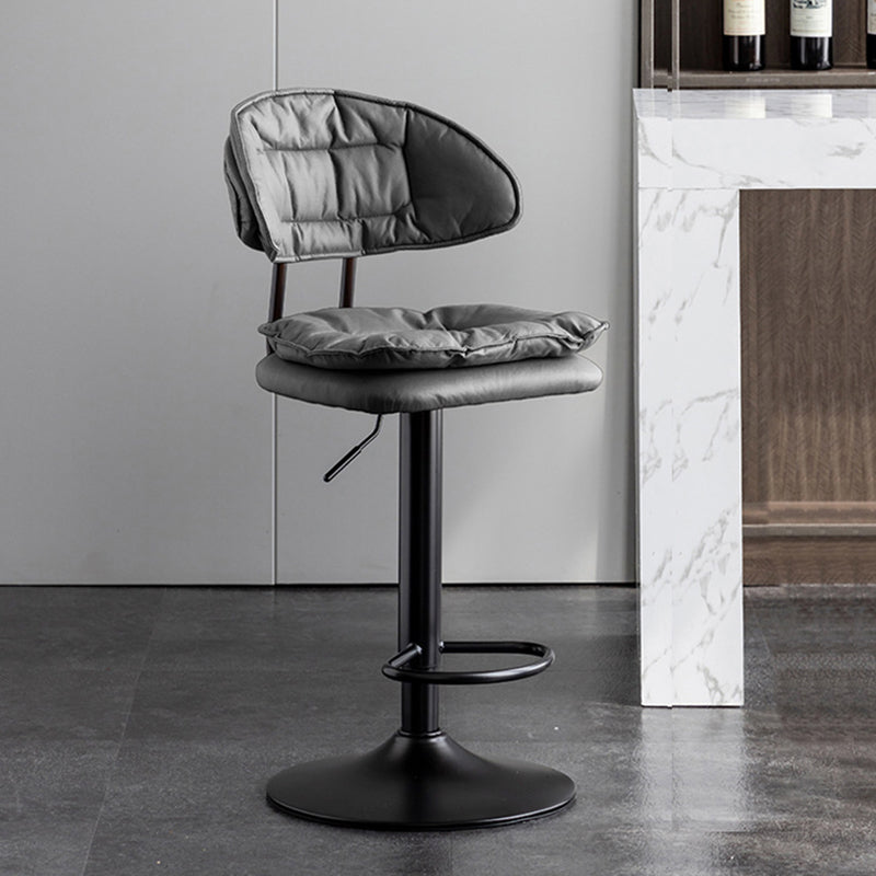 Scandinavian Metal Barstool Fabric Low Back Counter Stool in Matte Finish for Indoor