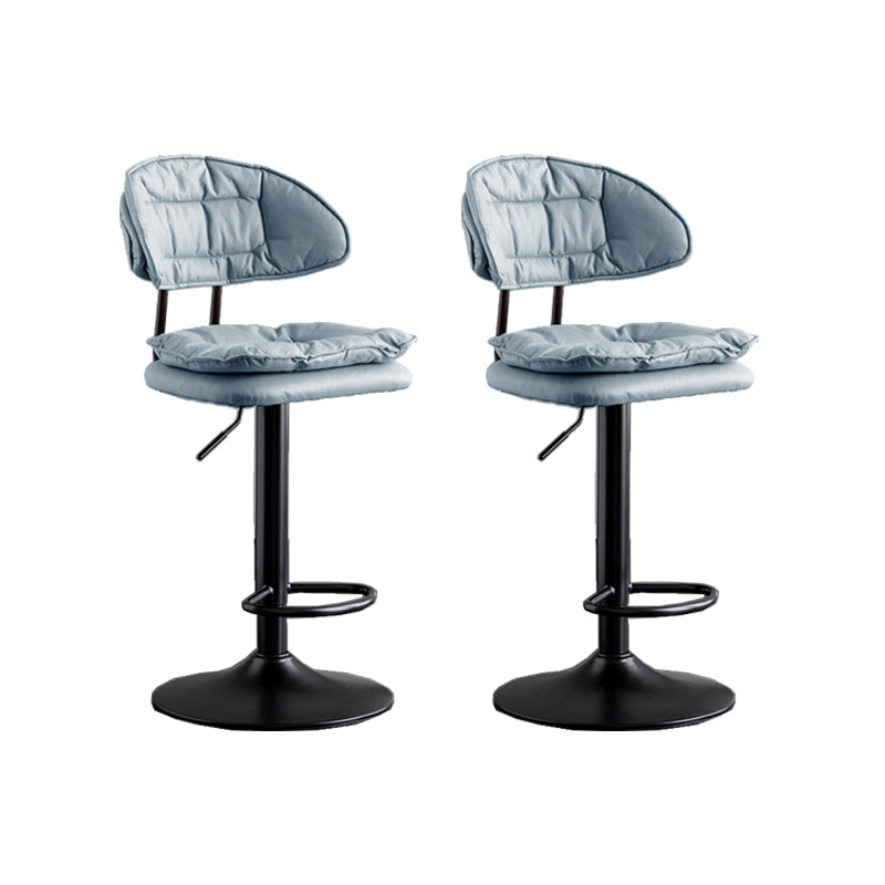 Scandinavian Metal Barstool Fabric Low Back Counter Stool in Matte Finish for Indoor