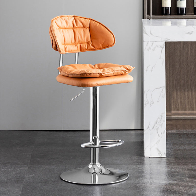 Scandinavian Metal Barstool Fabric Low Back Counter Stool in Matte Finish for Indoor