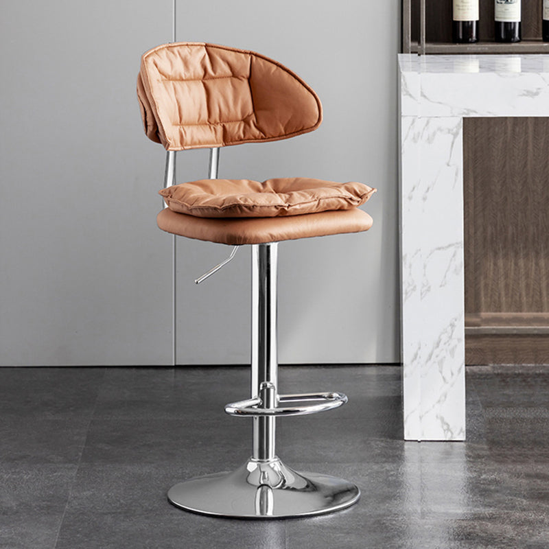 Scandinavian Metal Barstool Fabric Low Back Counter Stool in Matte Finish for Indoor