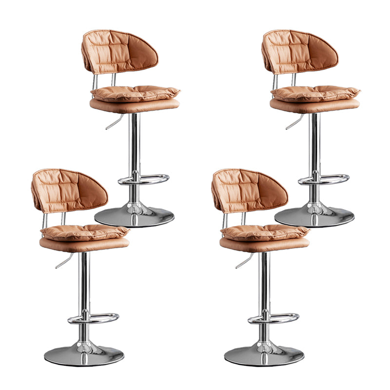 Scandinavian Metal Barstool Fabric Low Back Counter Stool in Matte Finish for Indoor