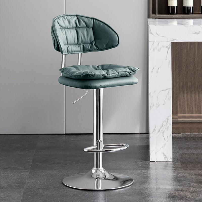 Scandinavian Metal Barstool Fabric Low Back Counter Stool in Matte Finish for Indoor