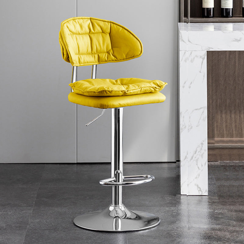 Scandinavian Metal Barstool Fabric Low Back Counter Stool in Matte Finish for Indoor