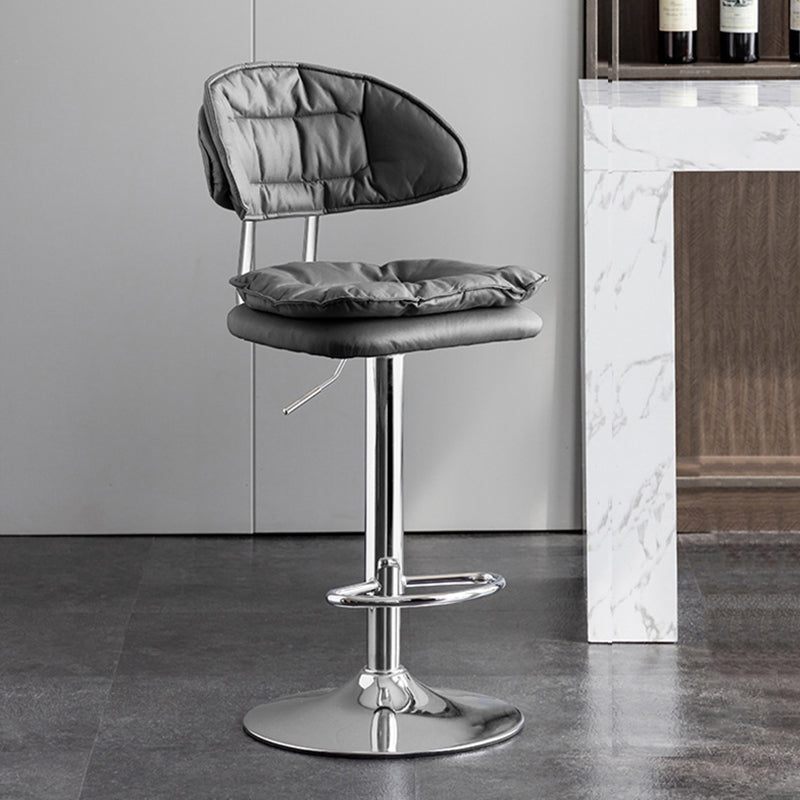 Scandinavian Metal Barstool Fabric Low Back Counter Stool in Matte Finish for Indoor