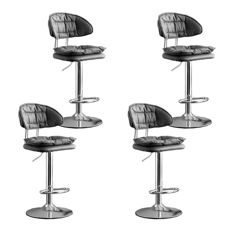 Scandinavian Metal Barstool Fabric Low Back Counter Stool in Matte Finish for Indoor