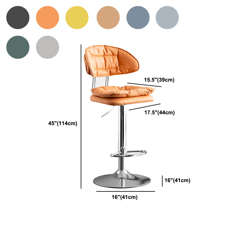 Scandinavian Metal Barstool Fabric Low Back Counter Stool in Matte Finish for Indoor