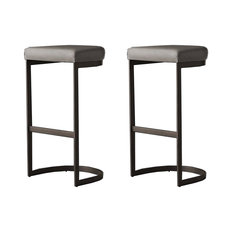 Modern Armless Backless Counter Stool Iron Cafer Bar Stool with Cushion and Pedal
