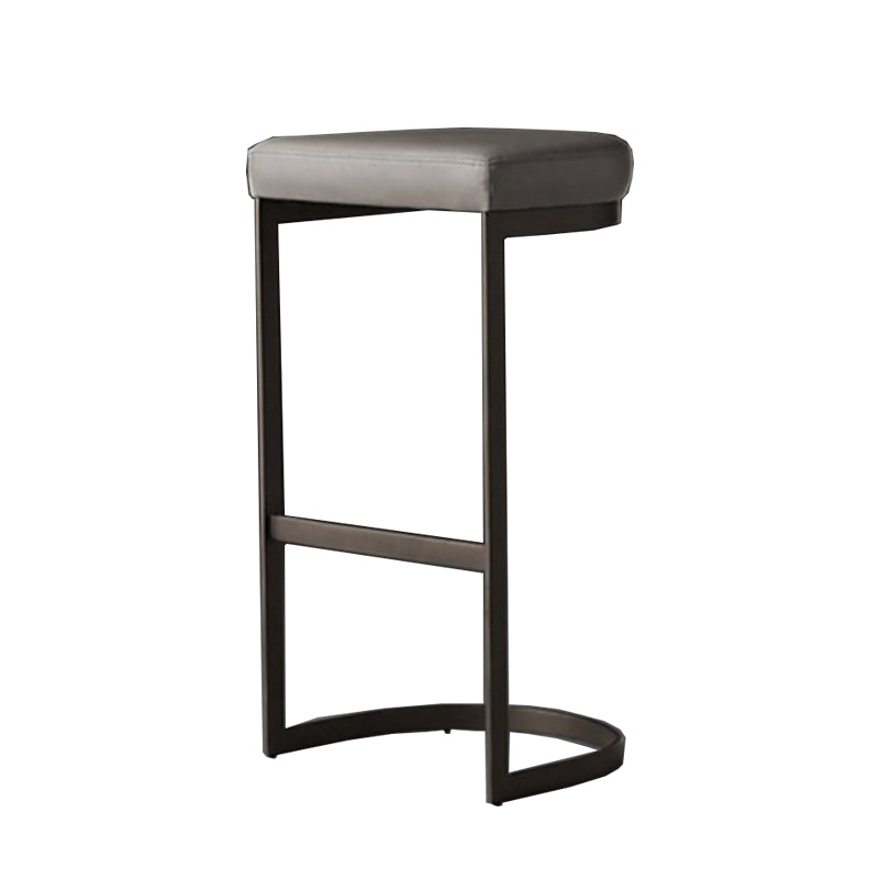Modern Armless Backless Counter Stool Iron Cafer Bar Stool with Cushion and Pedal