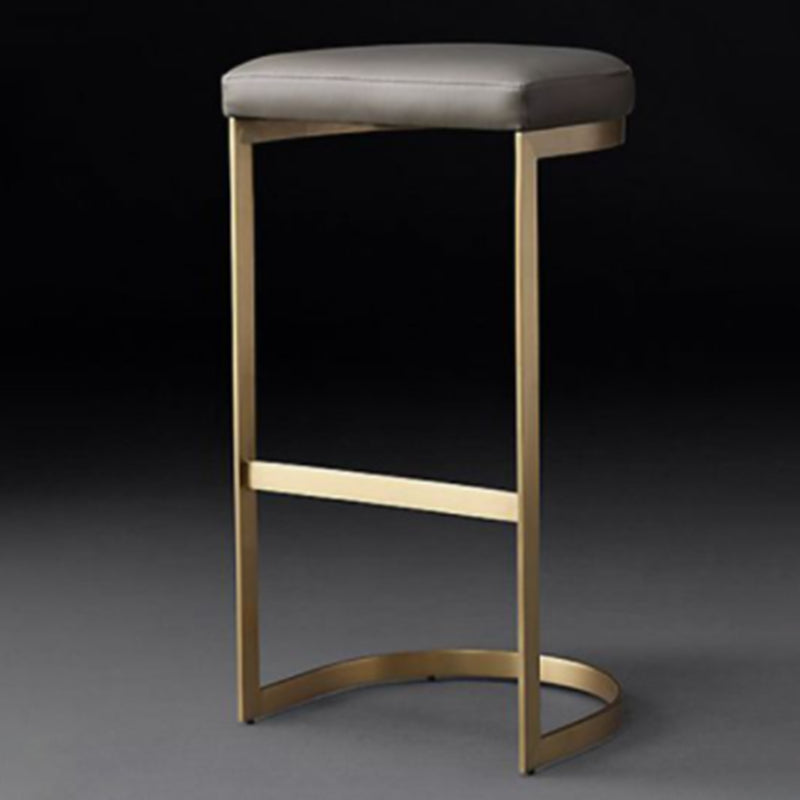 Modern Armless Backless Counter Stool Iron Cafer Bar Stool with Cushion and Pedal