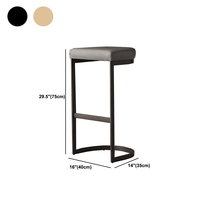 Modern Armless Backless Counter Stool Iron Cafer Bar Stool with Cushion and Pedal