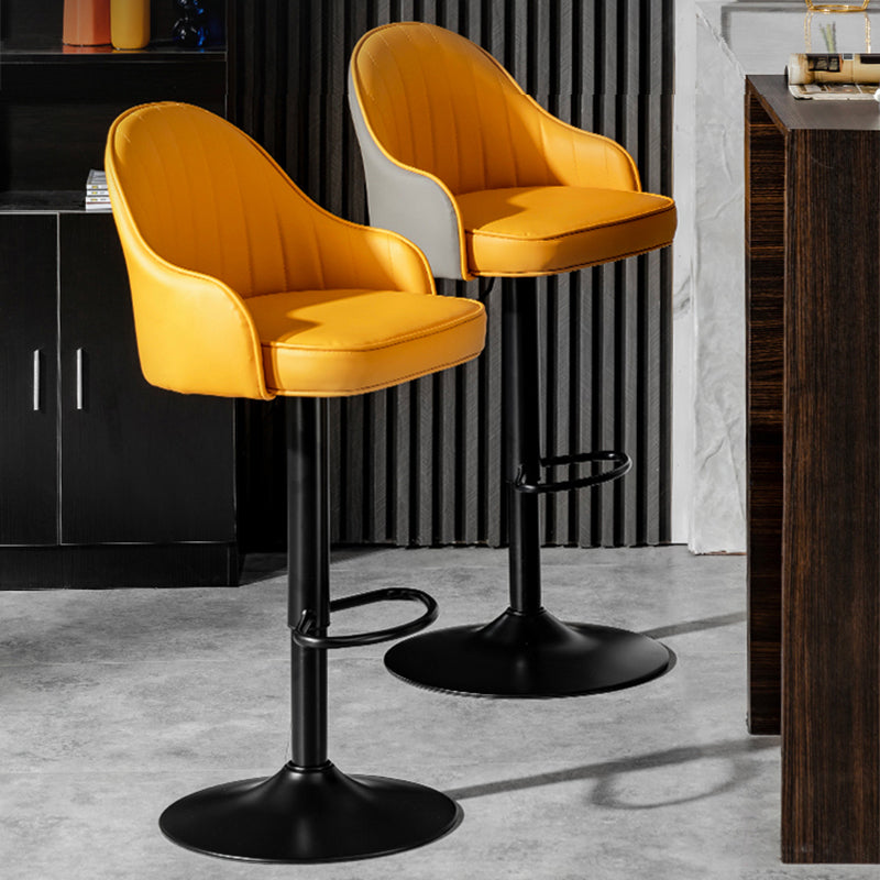 Contemporary Faux Leather Counter Stool Fabric Cushion in Matte Finish