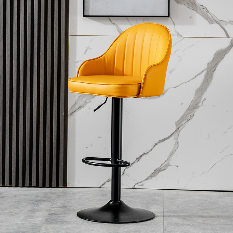 Contemporary Faux Leather Counter Stool Fabric Cushion in Matte Finish