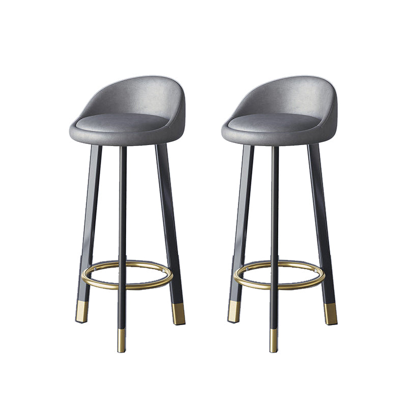 Glam Metal Barstool Faux Leather Footrest Stool in Matte Finsih for Indoor