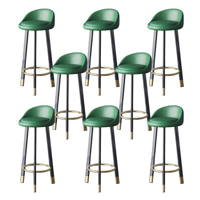 Glam Metal Barstool Faux Leather Footrest Stool in Matte Finsih for Indoor